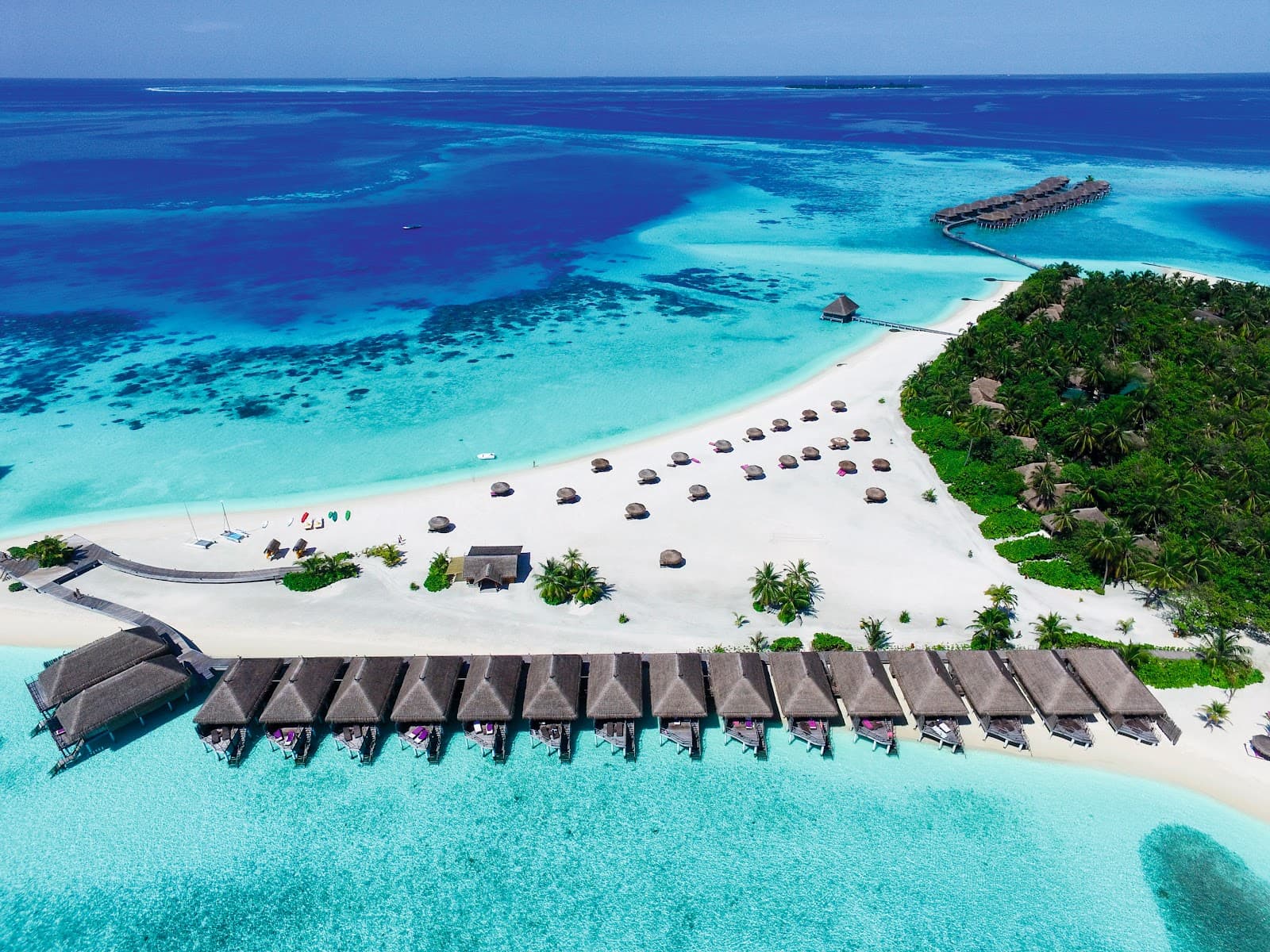 Breathtaking aerial view of the entire resort island