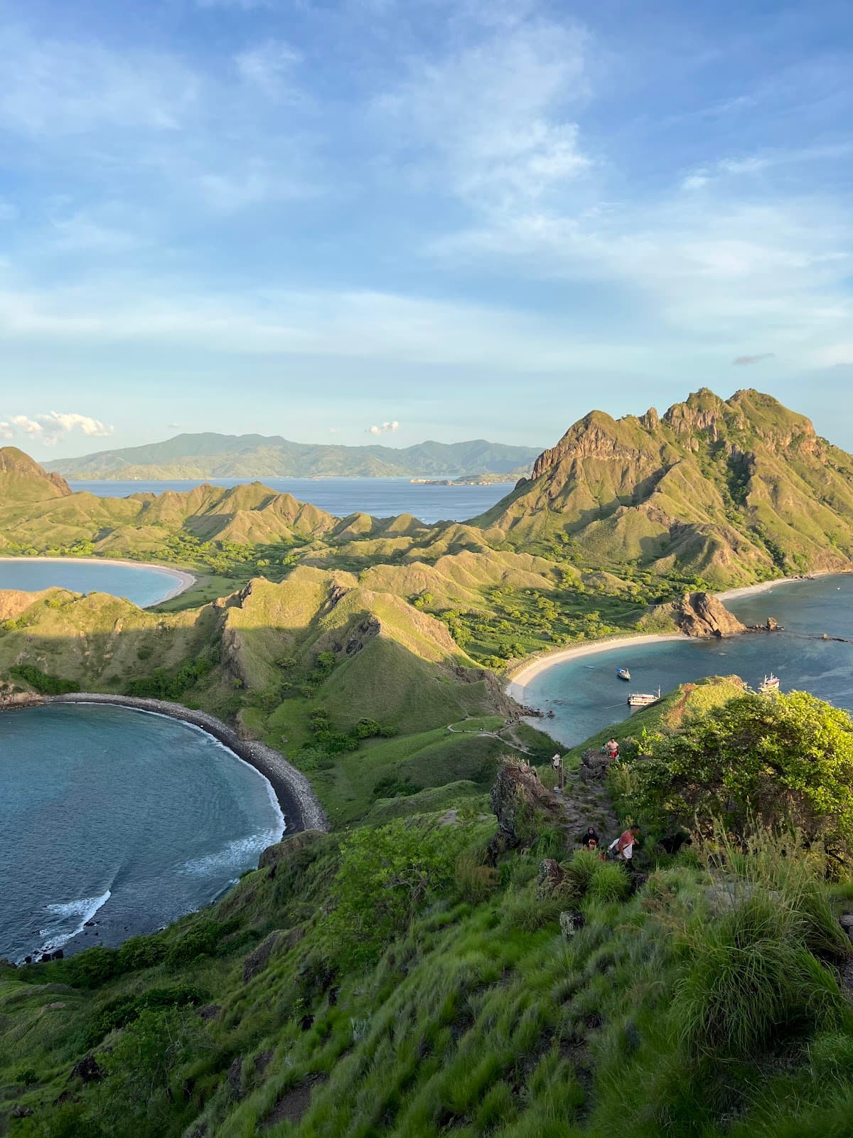 Stunning panoramic view of the three bays on Padar Island.