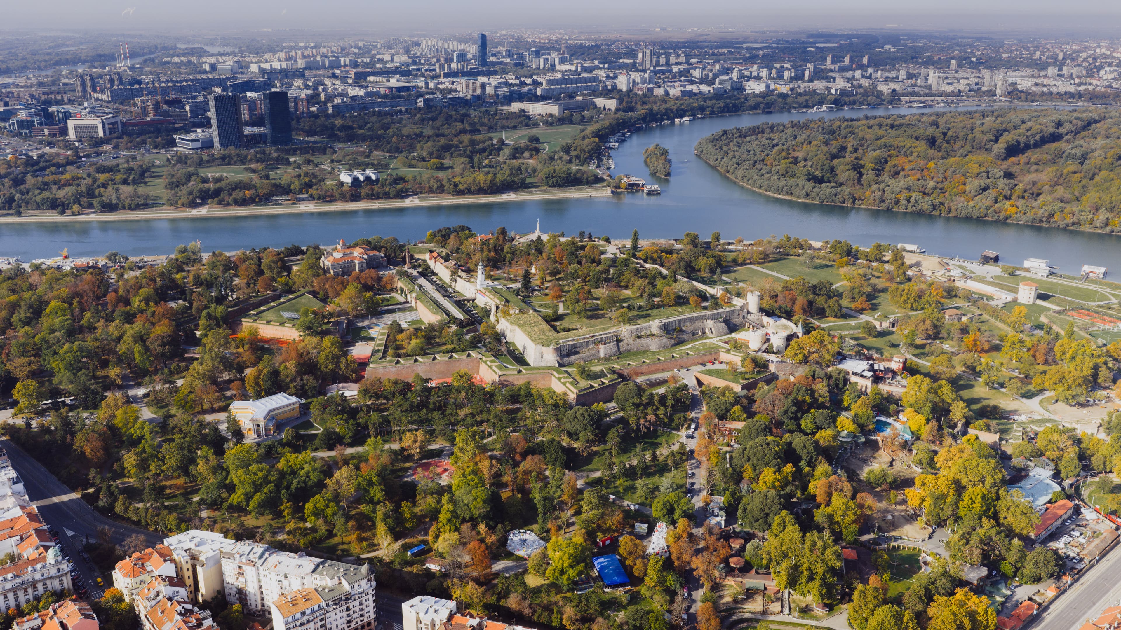 Stunning panorama of the fortress and river confluence.