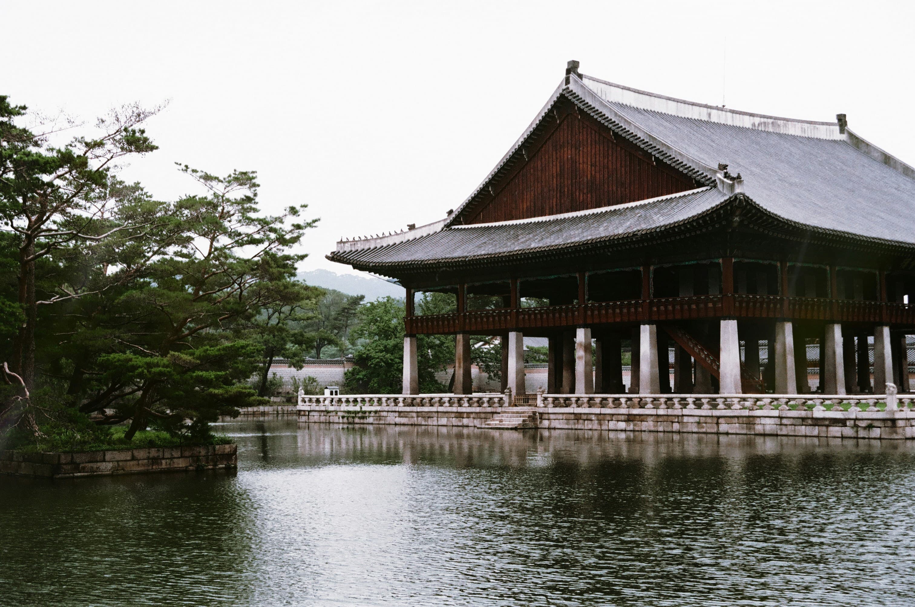 The iconic Gyeonghoeru Pavilion reflected in the palace pond.