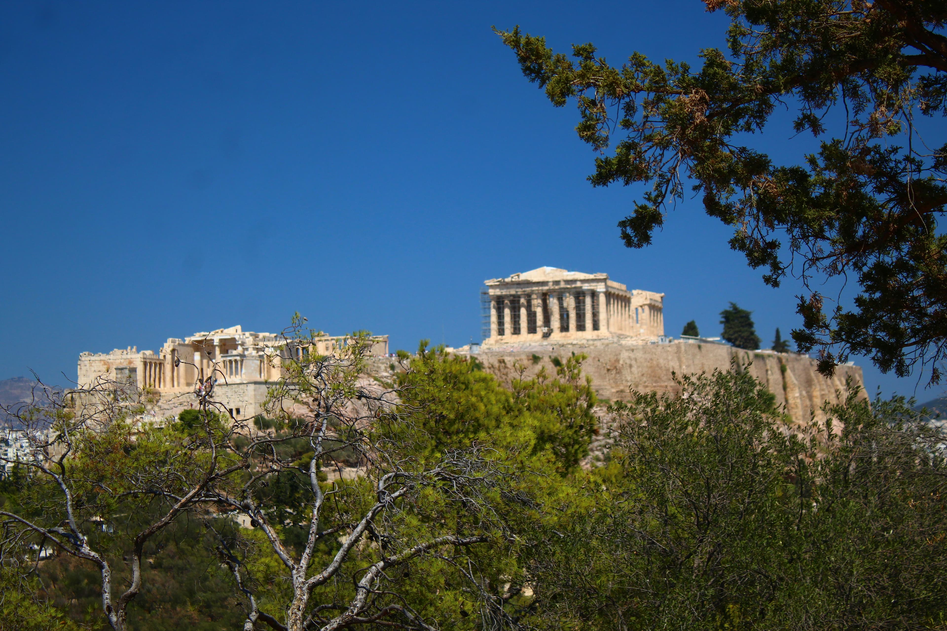 Iconic panoramic view of the Acropolis and Parthenon in Athens.